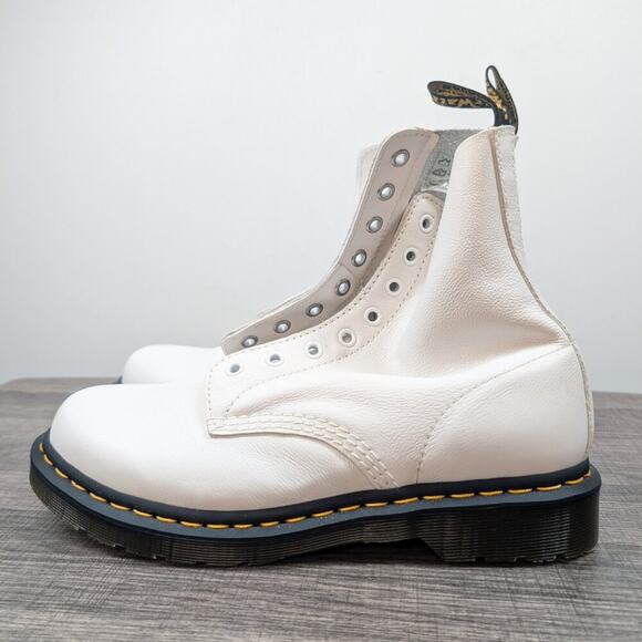 Dr. Martens 1460 Pascal Ankle Boots in White Size U.S. 10 Retro Leather Luxury - Picture 1 of 11